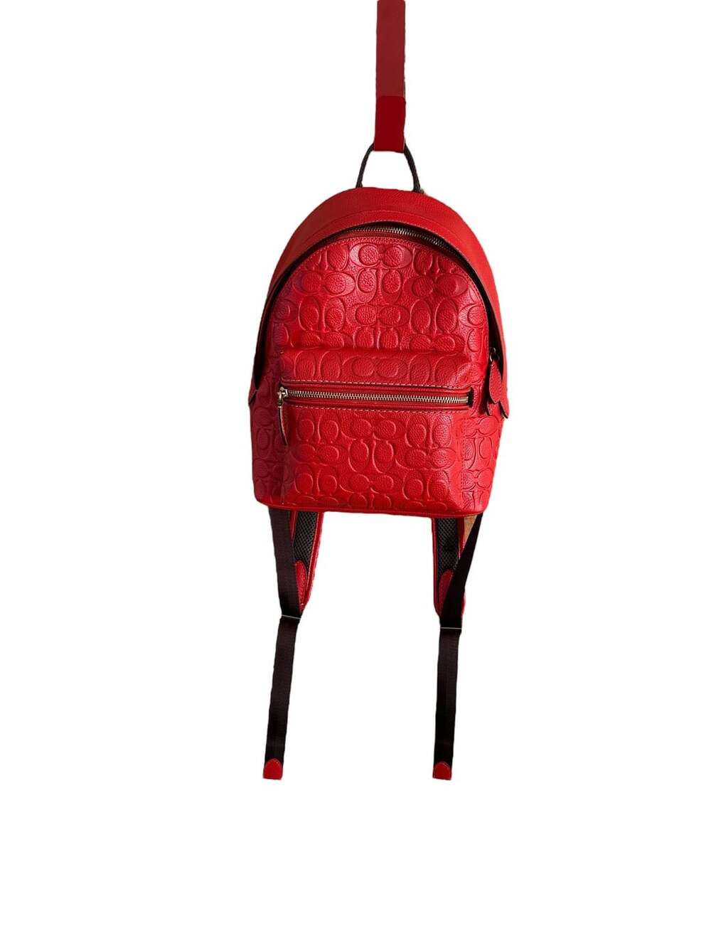 Coach Charter Backpack 24 Signature Embossed Red Leather